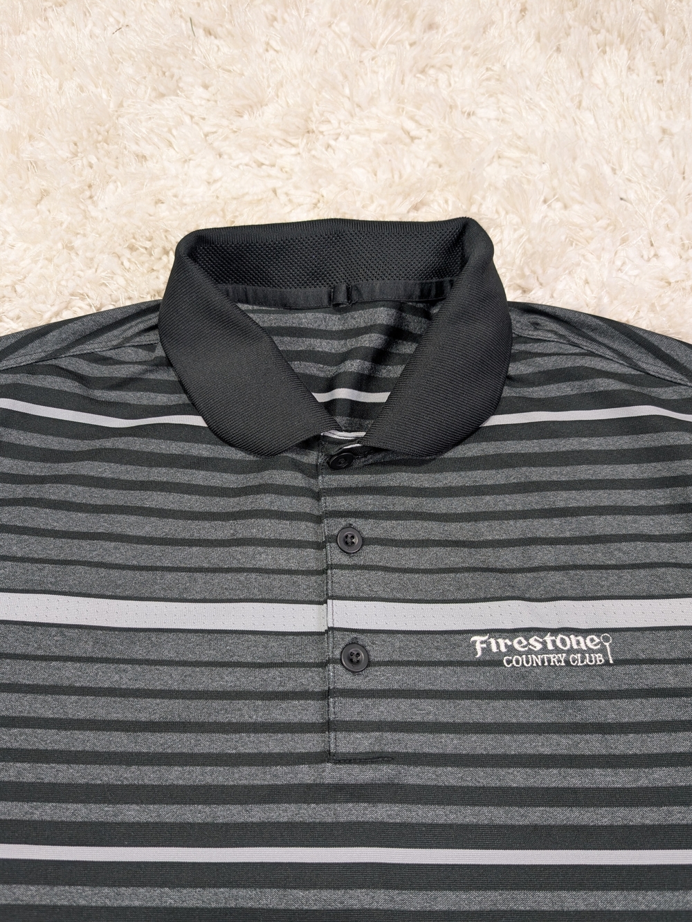 Nike Men's Black & Gray Striped Golf Polo - Firestone CC